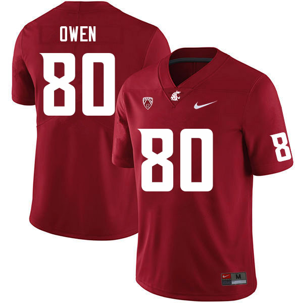 Men #80 Drake Owen Washington State Cougars College Football Jerseys Sale-Crimson